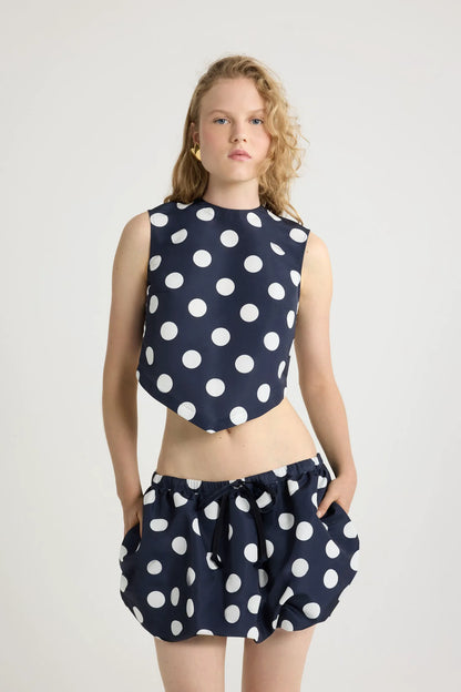 Navy Polka Dots